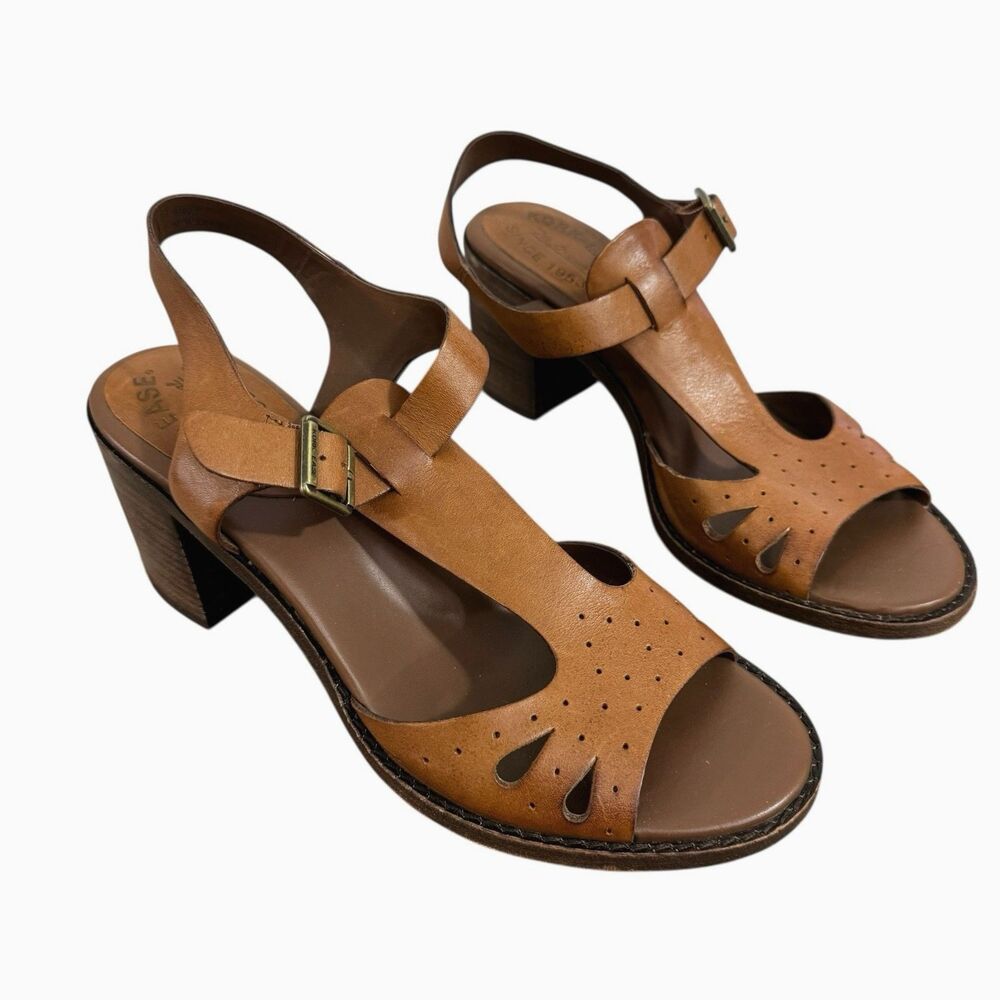 Kork Ease 9 Bethany Avana Brown Rust Leather Sandals Heel Comfy Womens